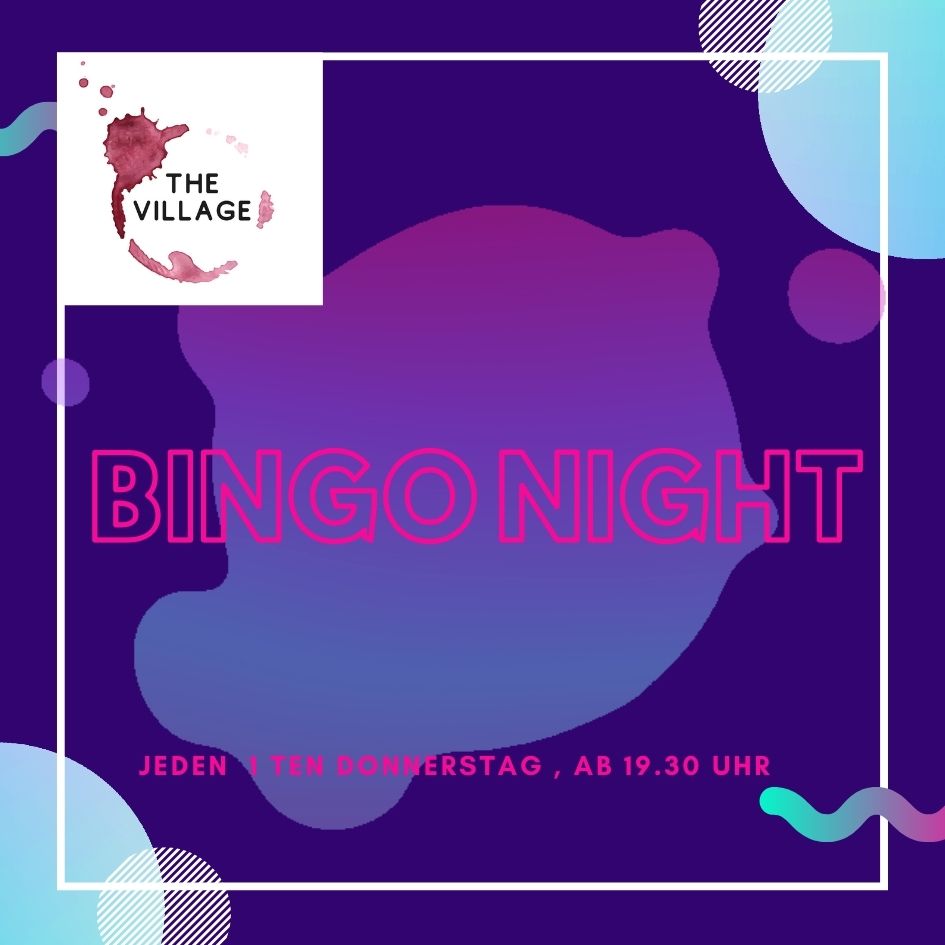 Eine Grafik mit Inhalt "Bingo Night" sowie den Infos "Jeden ersten Donnerstag ab 19:30 Uhr".