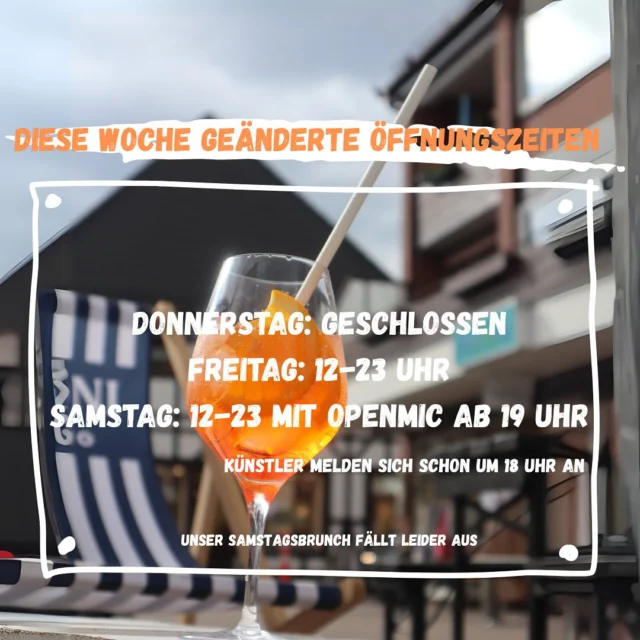 Da ein Großteil unseres Personals ihre Väter feiert, haben wir unsere Öffnungszeiten angepasst. Das Samstagsfrühstück muss leider ausfallen aber unser Open Mic findet natürlich statt 🤩 
Und heute gerne bei uns das lange wochenende einläuten kommen.. 

Extra lange happy hour tonight.. 

#openmic #daydrinking #himmelfahrt #wirfreuenunsaufeuch