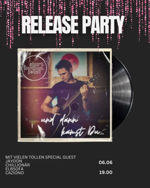 Morgen findet unsere aller erste Release Party statt...und zwar von niemand geringerem als dem wundervollen @start.button.jetzt 

Ab 19.00 Uhr geht es los und es werden viele tolle Gäste dabei sein. 

Start.button.jetzt erzählt in seinen Songs von Mut, Selbstakzeptanz und den Höhen und Tiefen des Lebens- immer getragen von handgemachter Akustikmusik mit einer ganz persönlichen Note. 

Wir freuen uns riesig auf den Abend und unsere erste Release Party ever.